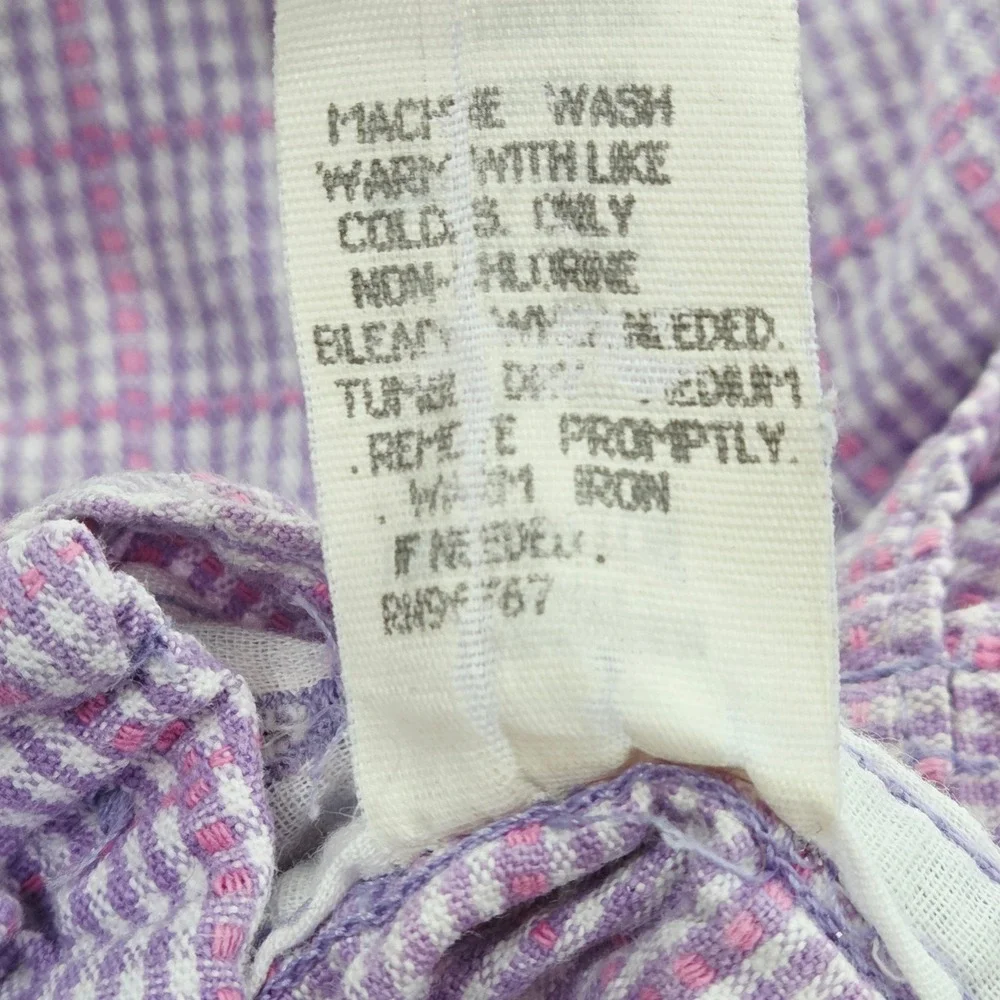OshKosh Bgosh Vintage Baby Girls Purple Gingham Plaid Retro Overalls Vintage 18M